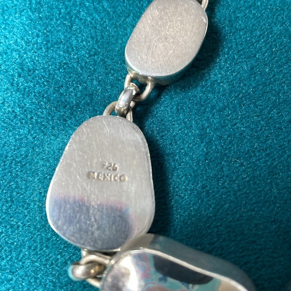 Graduated flat bead, chunky sterling silver necklace. - Picture 6 of 9